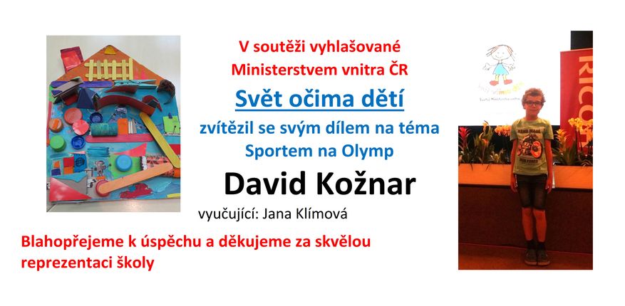 David Kožnar zvítězil ve své kategorii v soutěži Svět očima dětí